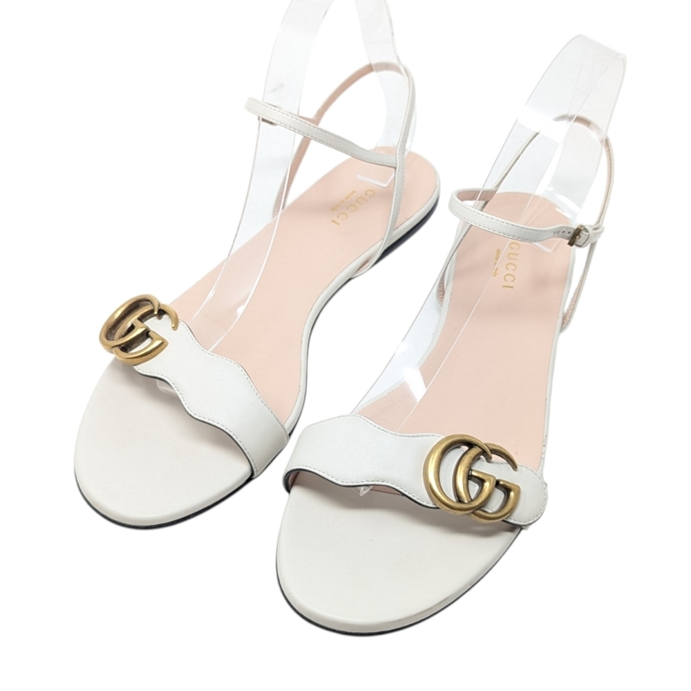 Gucci Marmont GG Double G Ivory White Flat Sandal Size EU 39 - Picture 7 of 12
